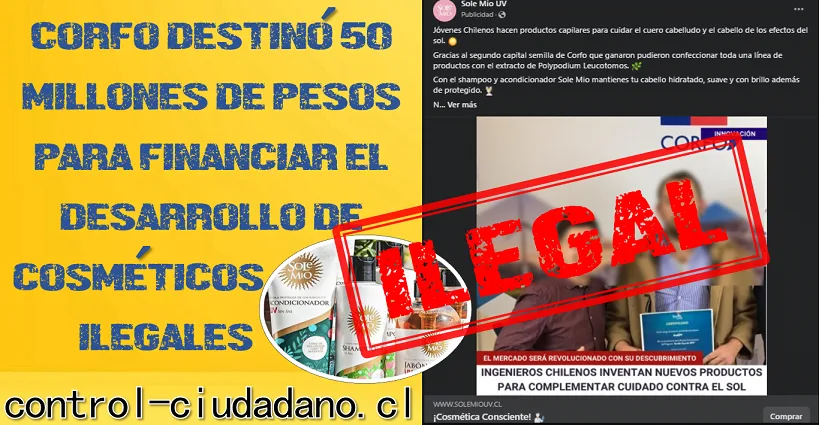 corfo financio 50 millones cosmeticos ilegales