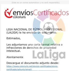 la liga carta pirateria