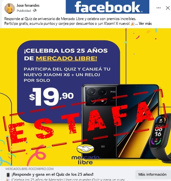 mercado libre xiaomi poco x6 facebook estafa