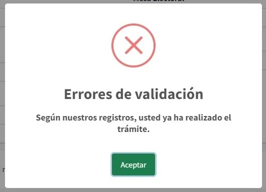 errores de validacion comisaria virtual