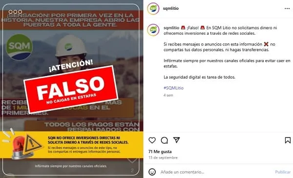 sqm alerta estafas redes sociales